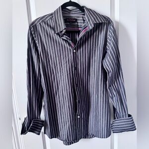 Ben Sherman Red, Black and White Striped Shirt-Medium